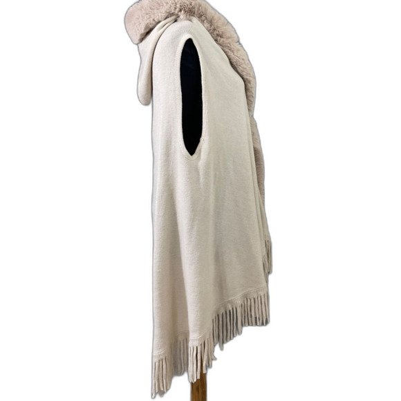 Northern Angel S/M Fringe Vest Cardigan Open Front Faux Fur Hooded - Picture 2 of 10